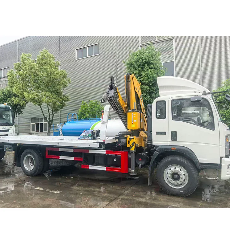 8T Tow Flated Truck with crane